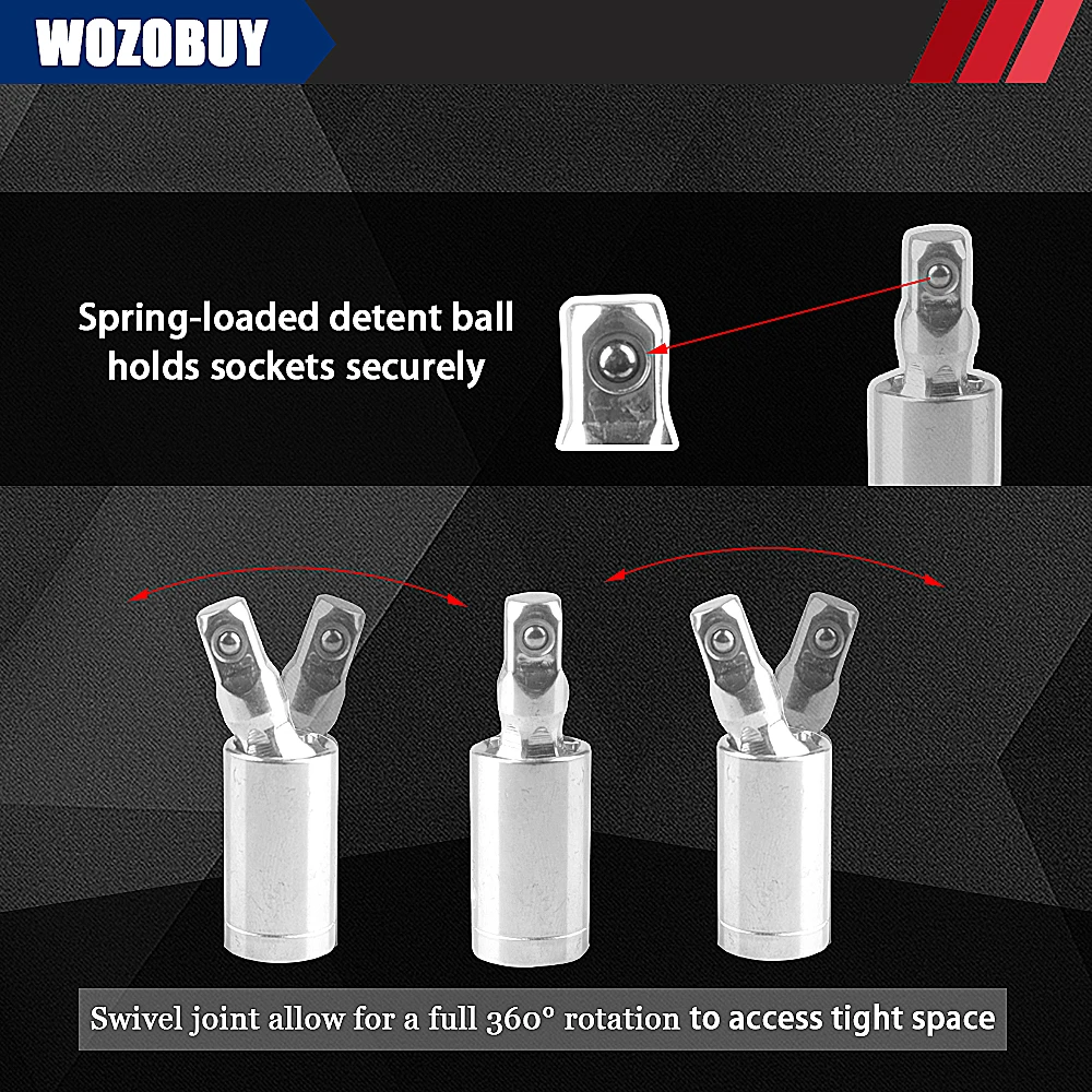 46pcs 1/4 Inch Drive Socket Set,Ratchet Socket Wrench Set,72-Teeth Reversible Pear Head Ratchet,for Home or Car Maintenance