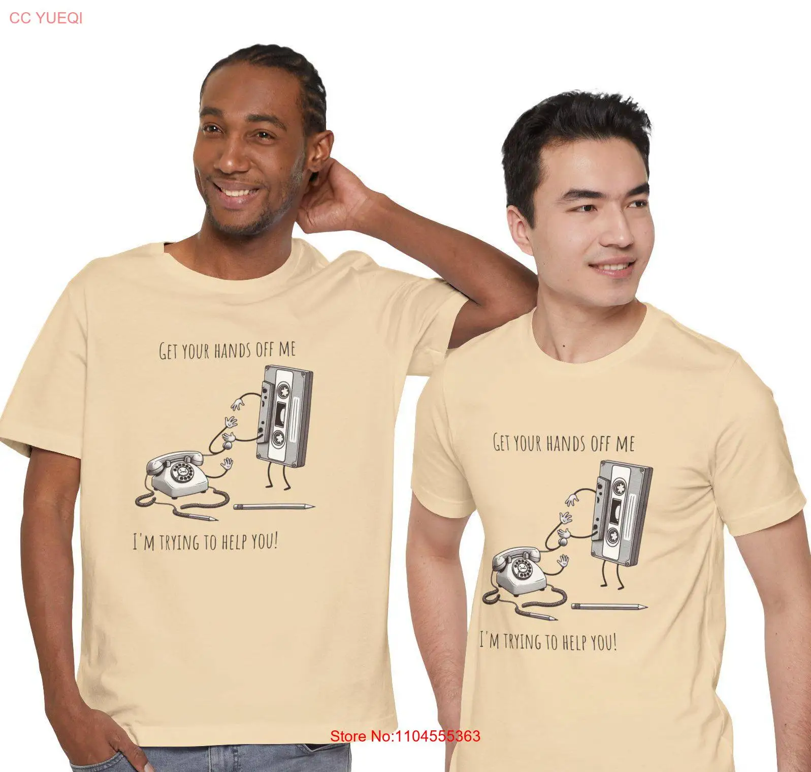 Vintage GenX Cassette Tape Rotary Phone and Pencil Holding Hands T Shirt Reminiscing Nostalgic Retro Music