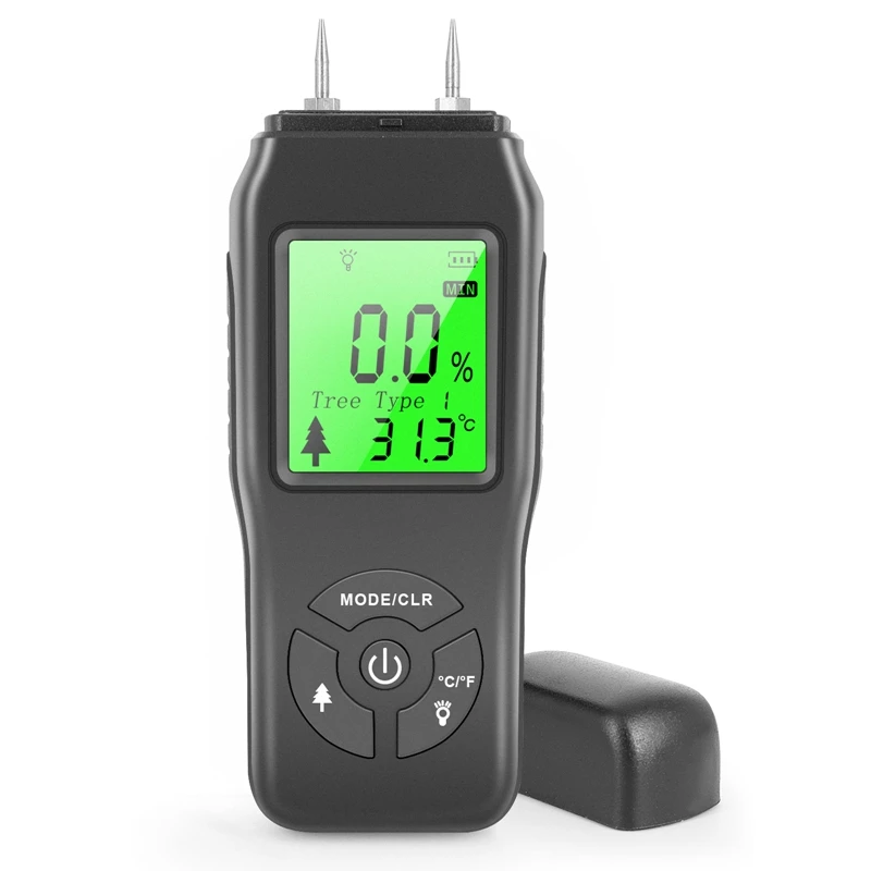 Medidor de Umidade de Madeira Digital Detector de Vazamento de Água Verificador de Umidade tipo Pino Display Lcd Retroiluminado
