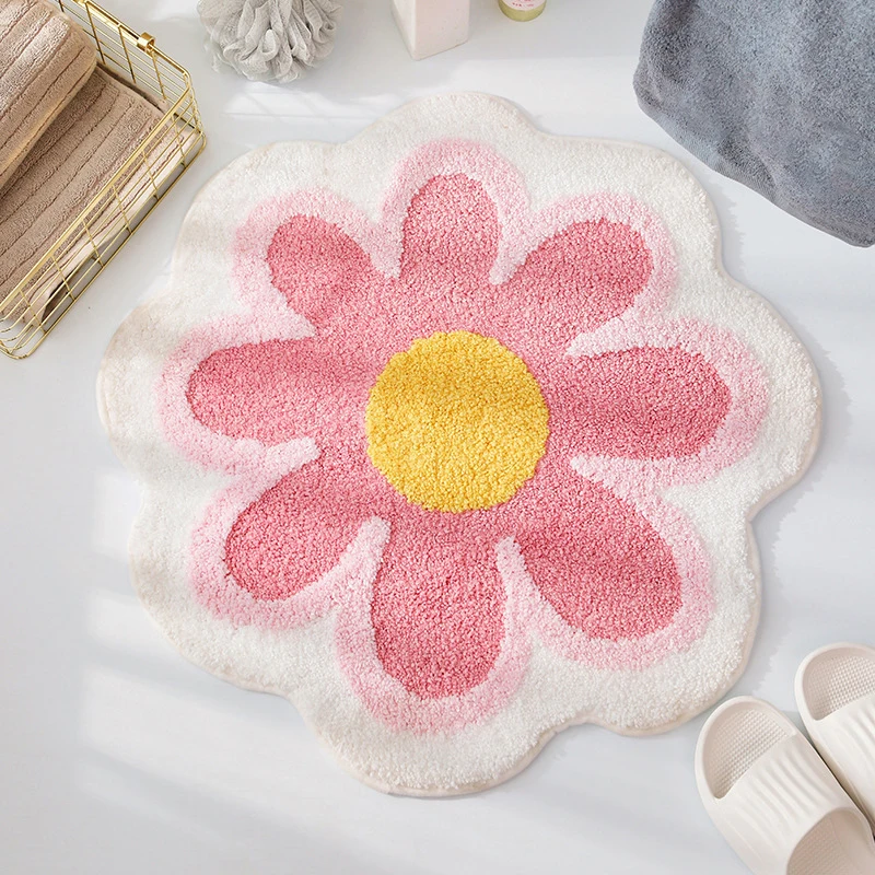 

Lovely Flowers Imitation Cashmere Carpet Floor Mat Absorbent Non-slip Mat Living Room Children's Room Bathroom Bath Mat