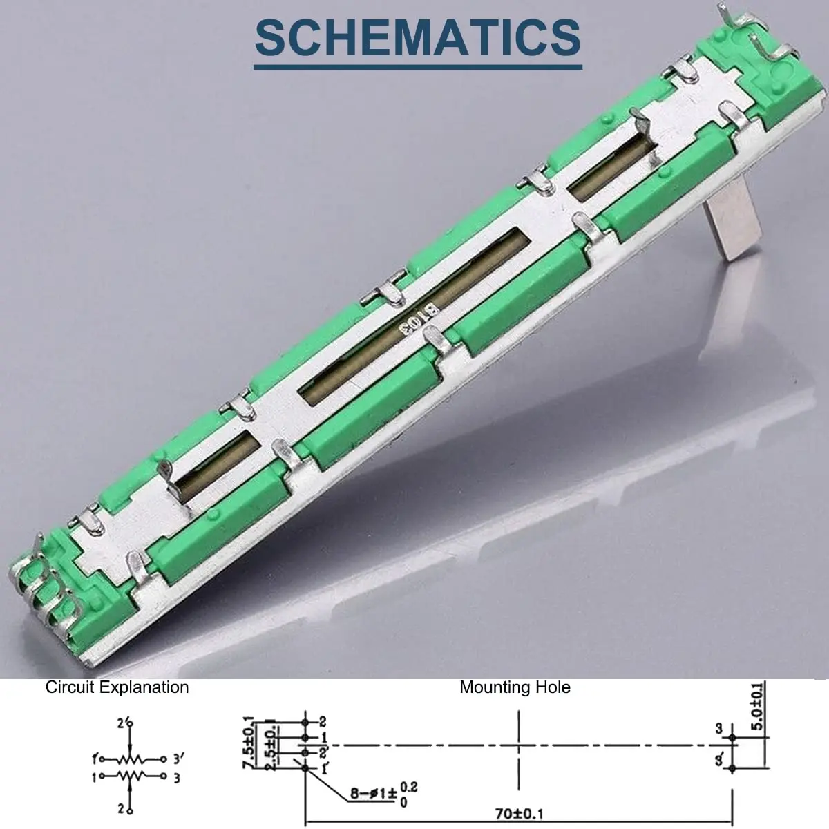 Mélangeur de potentiomètre à revêtement coulissant droit, 5 pièces, résistances variables B103 10K Ohm 75mm, Fader double canal pour réglage de la gradation