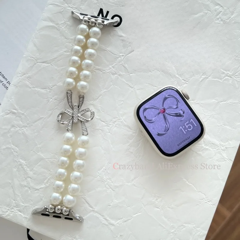 2025 جديد القوس تمتد مطرز حزام ساعة نسائية حزام لساعة أبل 38/40/41/42/44/45/46/49 مللي متر ل Iwatch 9 8 7 6 SE سوار