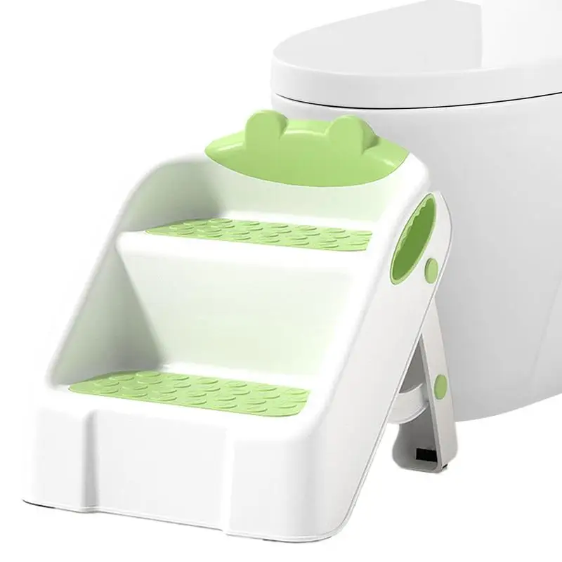 Two Step Stool For Sink Non-slip Anti-Tip Toddler Child Kid Poop Stools Foldable 2 Step Stool For Kids Toddler Step Stool For