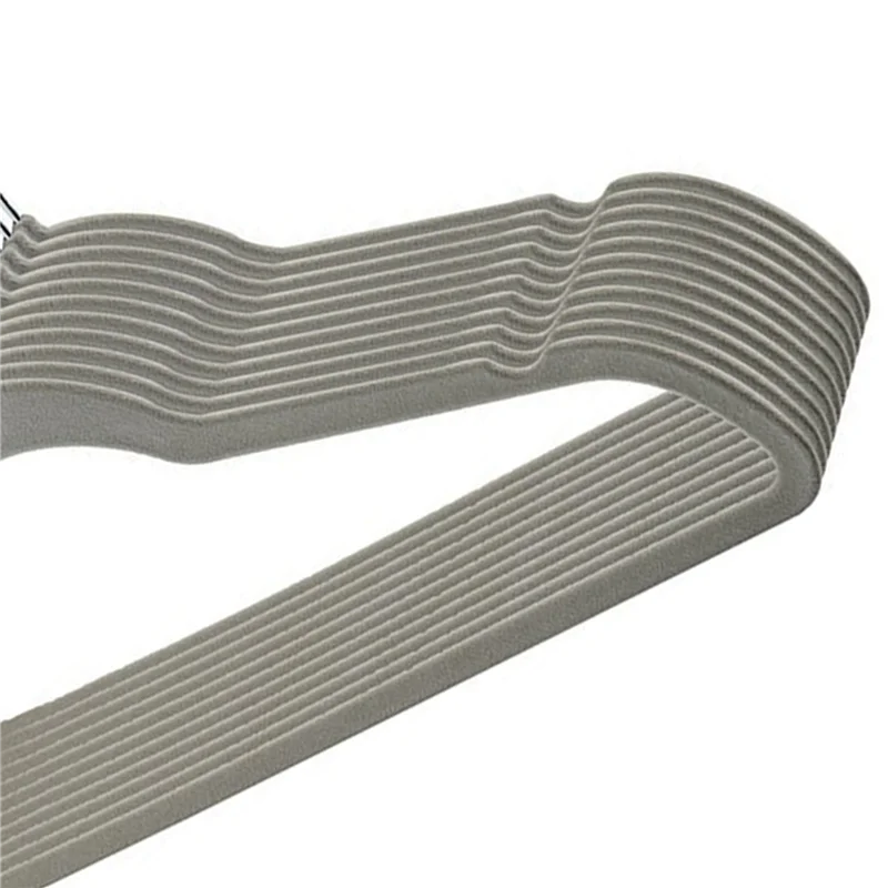 

AS94-2X Slim Velvet, Non-Slip Suit Clothes Hangers Coat Hanger, Gray Silver Hook