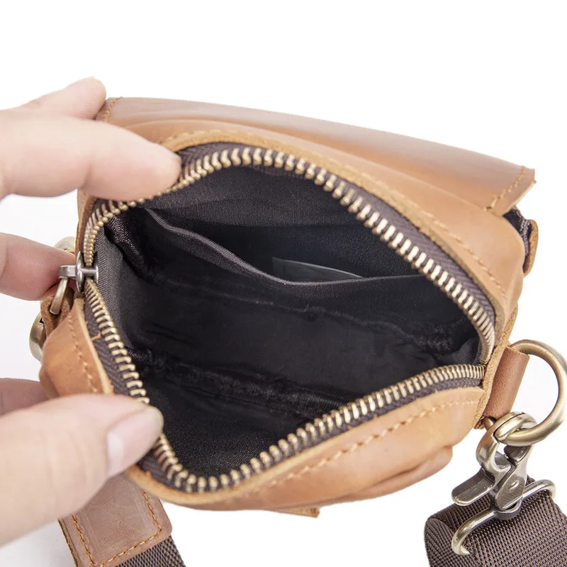 New model Leather men's bag - Wild Horse Leather Shoulder Bag with 6.1-inch Phone Pocket, Top Layer Cowhide Crossbody Bag
