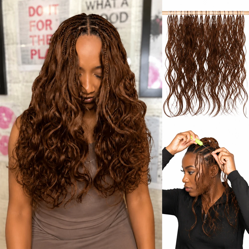 Dark Brown #4 Body Wave Feather Crochet Human Hair Extensions Miracle Knots Pre Separated Invisible Seamless Knotless Boho Braiding Hair Soft Silky Natural Wave Texture Reusable Virgin Remy Hair Lightweight Protective Style Easy Install For Women