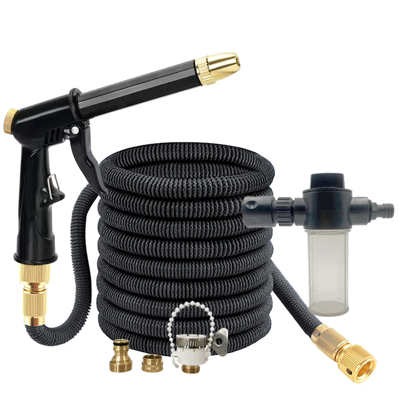 Heavy Duty Retractable Garden Hose kit, High-Pressure Car Washing Water Gun kit With Foam kettle, Outdoor Cleaning Supplies