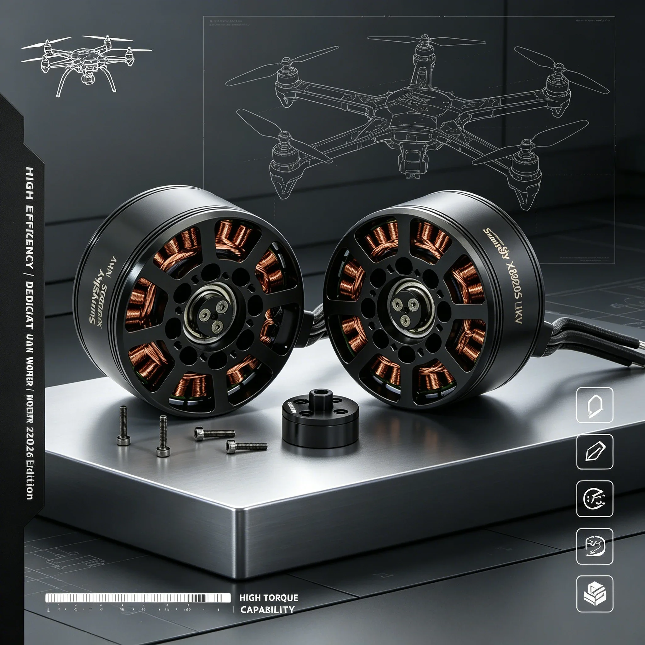SkyDElHigh Power Brushless Motor SunnySky XS X8020S 100KV 120KV with Mount for Heavy Load RC Drone Multirotor  Propulsion Pow