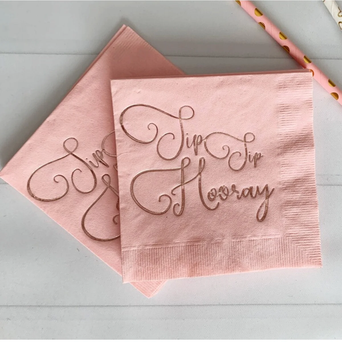 

50pcs Sip Sip Hooray Cocktail Napkins - Pink