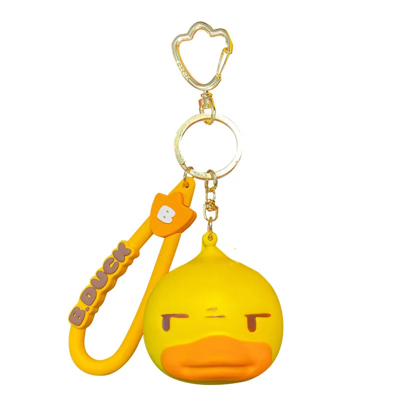 Cute Little Yellow Duck Soft PU Slow Rebound Toy Chaveiro Pingente, Brinquedos de descompressão, Fun Pinch Music Fidget Toy para crianças, Novos desenhos animados