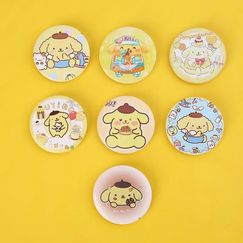 

Sanrio Anime Figure Broochs Pom Pom Purin Cartoon Lapel Pin Backpack Clothings Decoration Cute Children Birthday Christmas Gifts