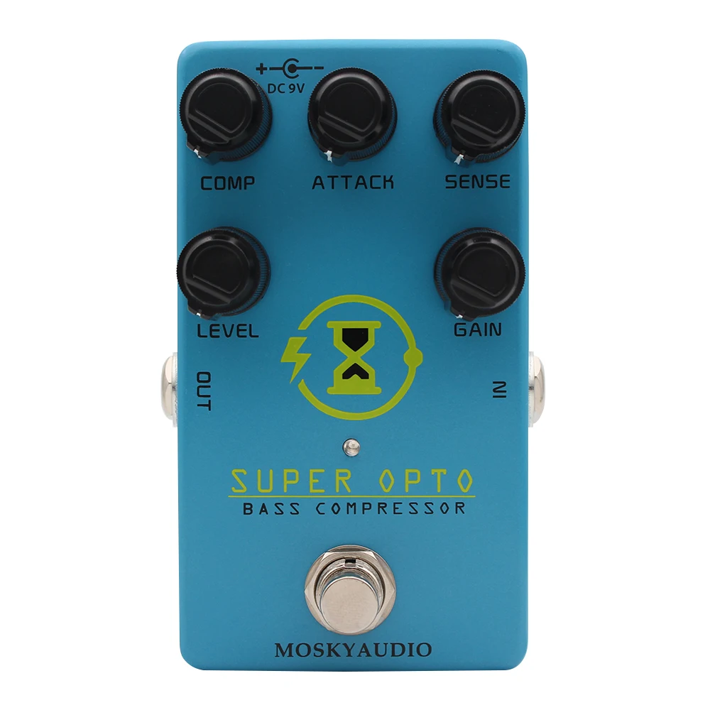 Compresor óptico de bajo Mosky Super OPTO para bajo eléctrico True Bypass, Pedal de bajo de compresión analógica con Control de ganancia Comp