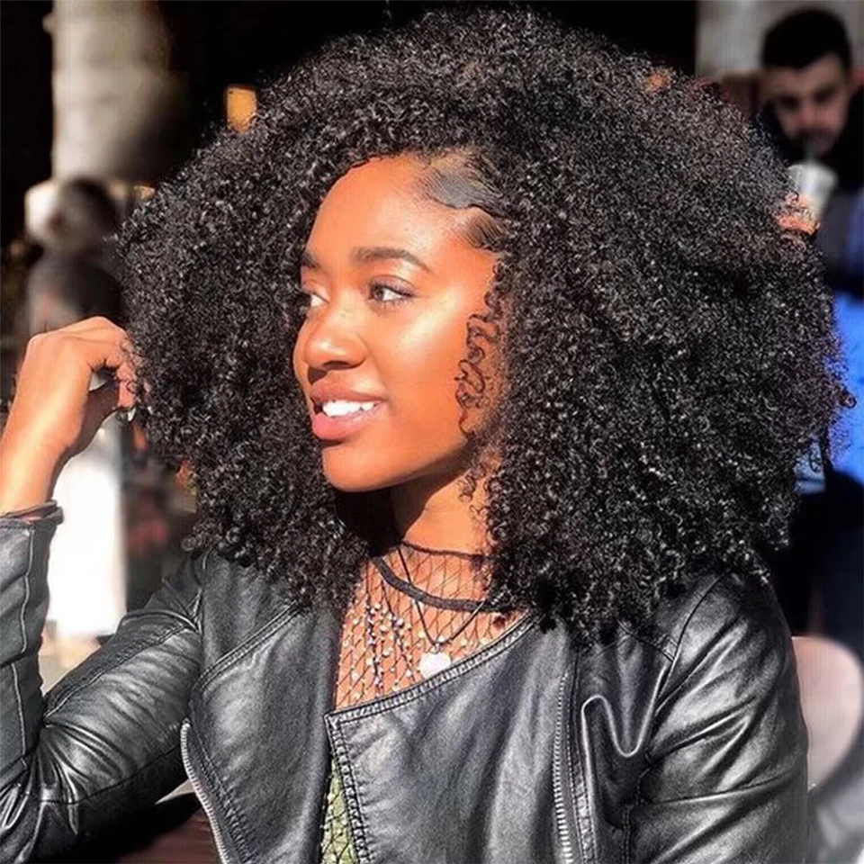 Unprocessed Raw Indian Afro Curly Bundles Human Hair 4A 4B 4C Afro Kinky Curly Human Hair Bundles Double Weft Virgin Human Hair Extensions Natural Color Soft Real Human Hair Weave Bundles For Women Daily Use Birthday Holiday Gift Kpop Popular Hairstyles