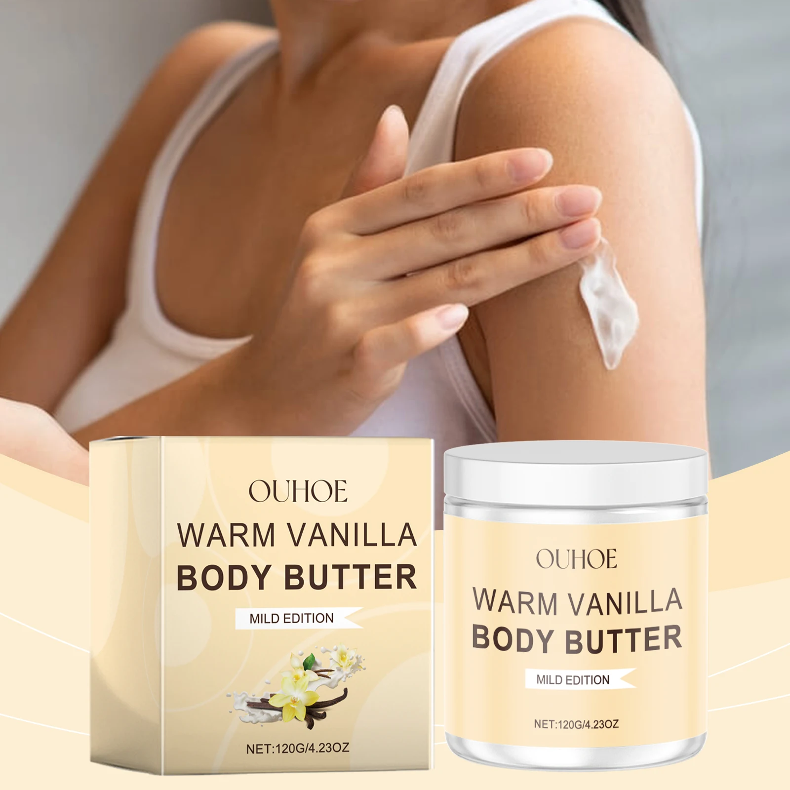 

Vanilla Body Scrub, Gentle Exfoliating for Rough Dry Skin, Nourishing & Softening Body Polish, 120g Jar