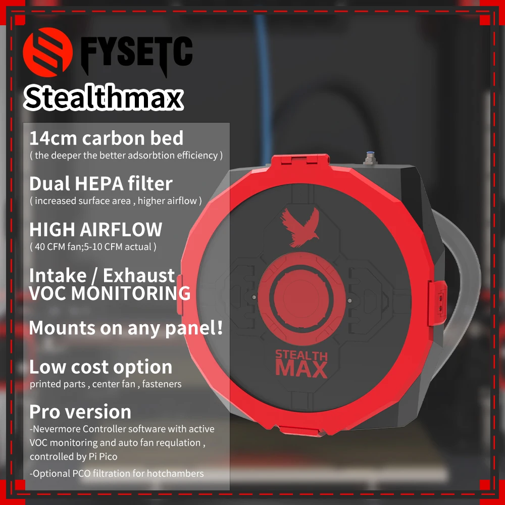 

FYSETC Nevermore StealthMax VORON Air Purifier Highly Efficient Odor Absorption Purifier 3D Printer Parts for Voron 300mm