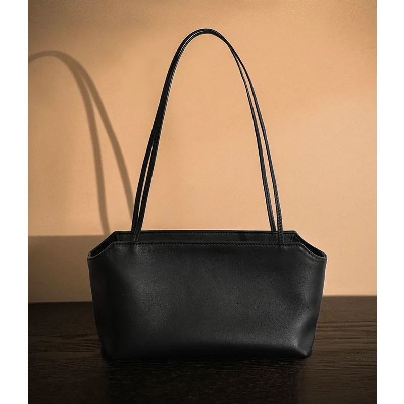 

Простая сумка через плечо из овчины, новая сумка-тоут из натуральной кожи, нишевая сумка для поездок на работу, универсальная модная сумка большой вместимости для женщин