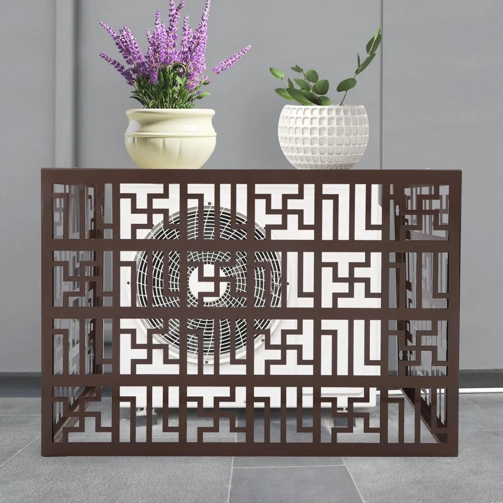 エアコンフェンス 43.31×31.5インチ 高さ4パネル アルミ合金製プライバシースクリーン 屋外プール設備囲い