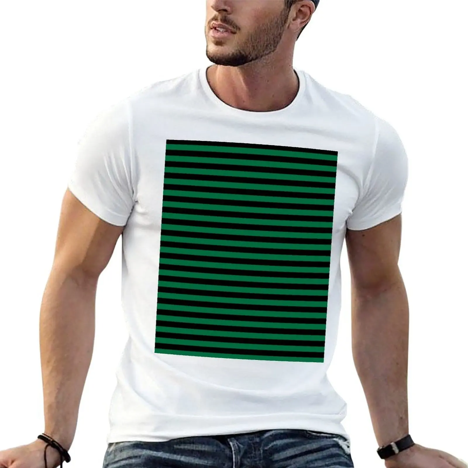 Camiseta y camiseta Rayas t Verde Cadmio para camisa camisetas 100% hombre gráfico hombres Horizontal hombre algodón gráfico camisa Negro
