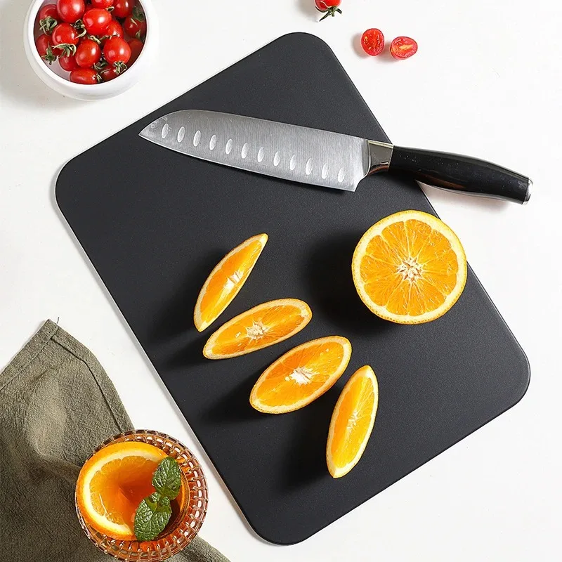 

TPU Plastic Double Side Chopping Board,Rectangle Cutting Block,Steak Bread Pizza Serving Tray,Kitchen Accessories,Gadgets,Black
