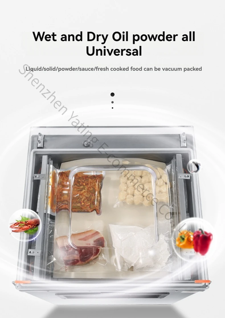 Electric Food Vacuum Packaging Machine Commercial Meat Preservation Plastic Vacuum Sealing Machine Wet Dry Dual Use