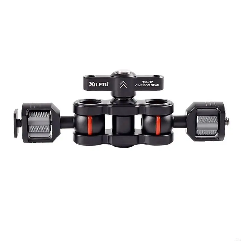 J78A Adjustable Camera Support Arm with Double Ball Heads, Aluminum Alloys Monitor Light Microphones Mount, 1/4 Thread Base