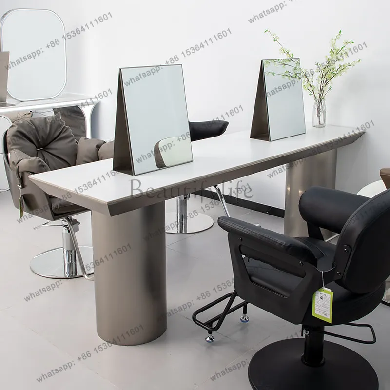New hair salon mirror hair salon special desktop double-sided mirror photo studio barber shop perm and dye mirror table