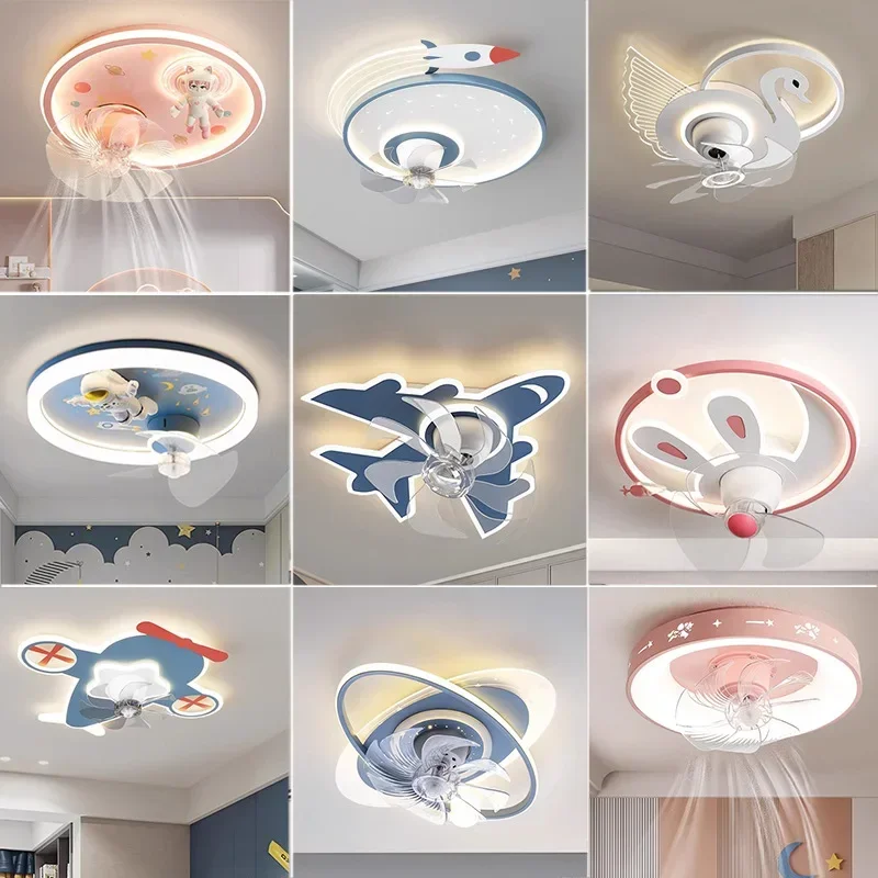 Full Spectrum Eye Protection Bedroom Creative Modern and Simple Children's Style Study Anti-Blue Light Ceiling Fan Lamp