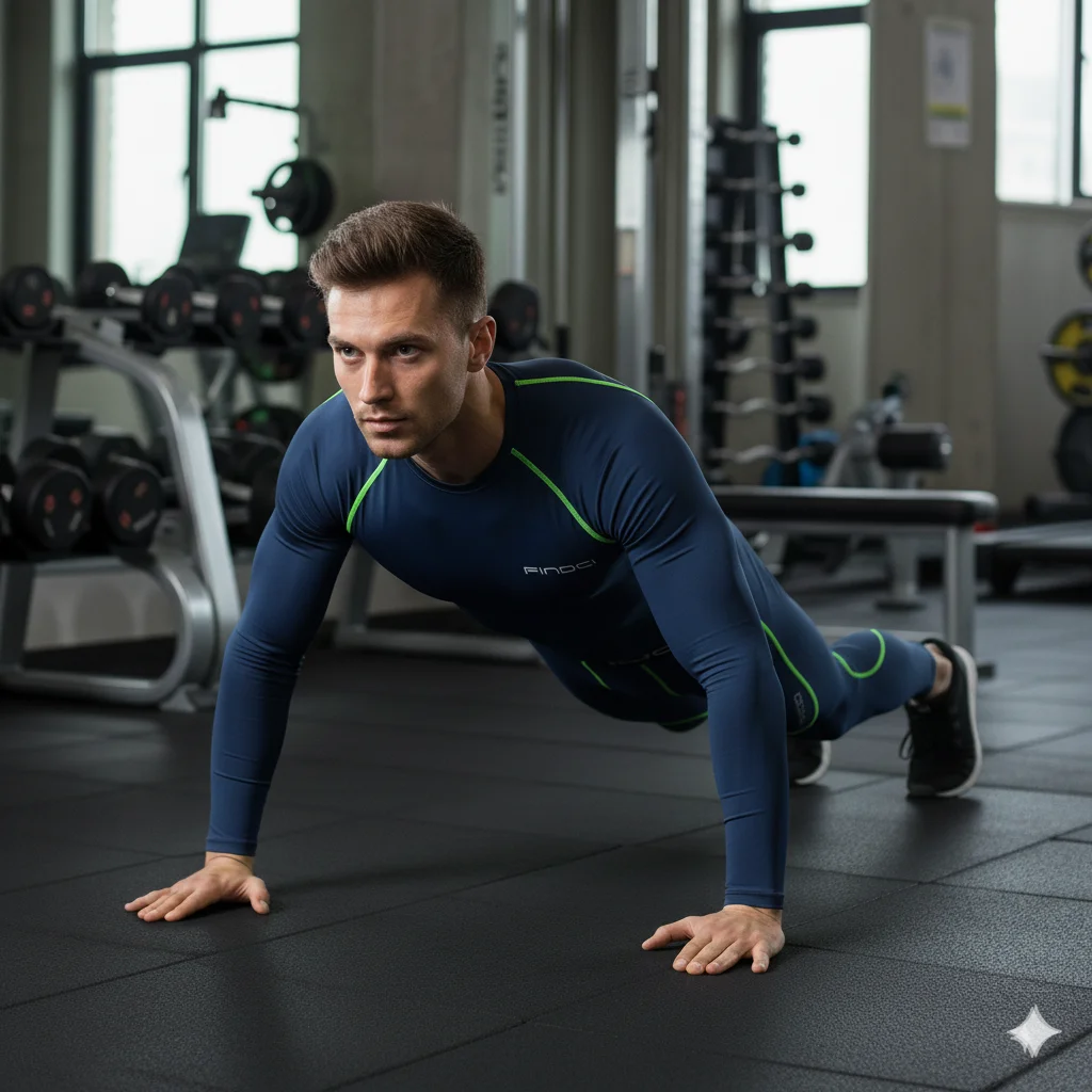 FINDCI Set da corsa sportivo da uomo Camicia a compressione + Pantaloni attillati sulla pelle Maniche lunghe Tuta da fitness ad asciugatura rapida Tute da yoga per palestra