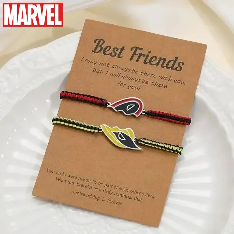 Marvel Movie Deadpool and Wolverine Peripheral Bracelet Set Disney Venom Best Brother Necklace Keychain Kids Christmas Gift