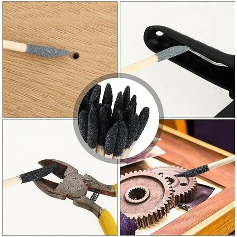 Dual Orange Wood Sand Stick Black Grey Sand Multi-use Polisher for Nails, Jewelry, Models & Crafts