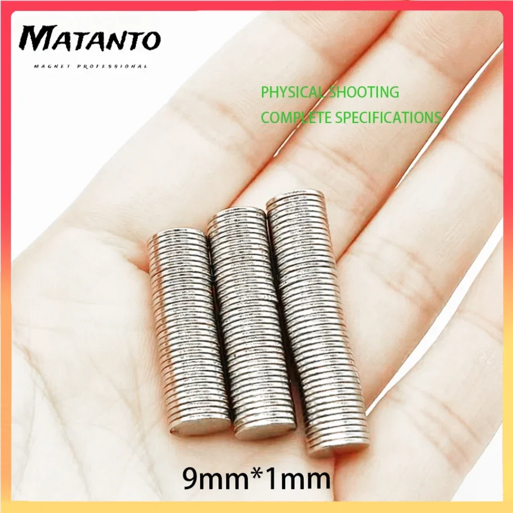 

50/100/200PCS 9x1mm Mini Round Super Strong Neodymium Magnets N35 Powerful Fridge Magnets 9*1mm Magnetic Sheet Fishing Magnet