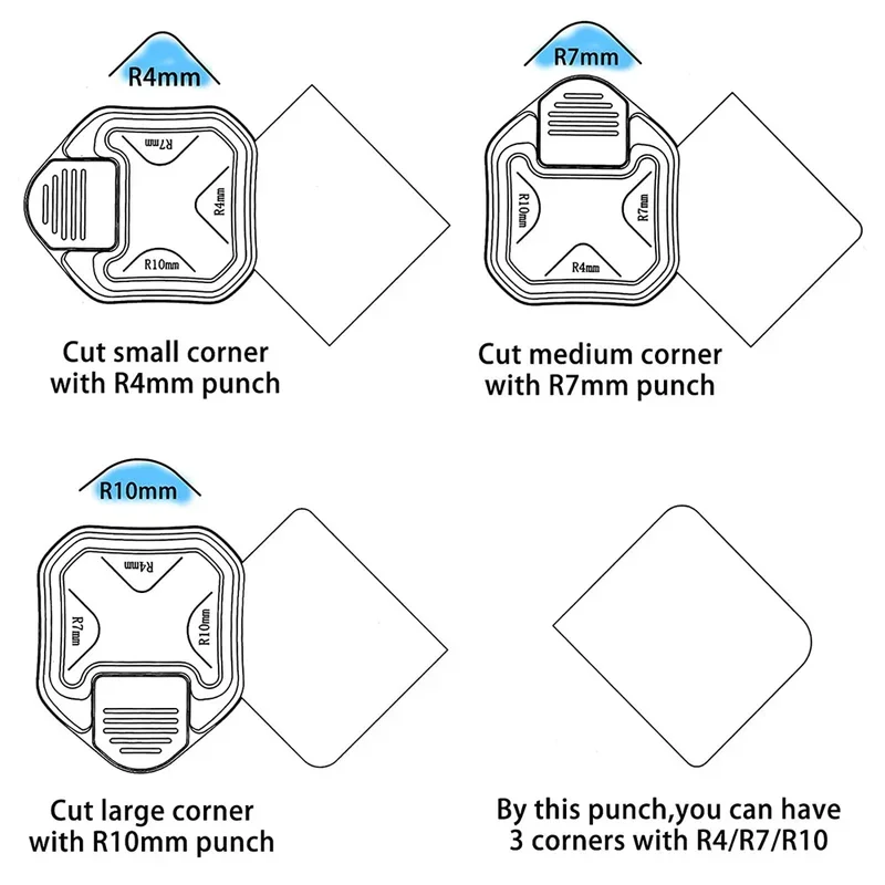 Runder Metall Kunststoff Runder Design Scrapbook Rounder Design Karten Handwerk Eckstanzer R 4 mm 7 mm 10 mm 3 in 1