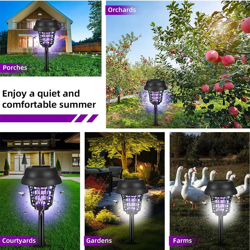 Solar Bug Zapper Waterproof Outdoor Mosquito Zapper Killer and Lighting Repellent Lamp for Indoor Outdoor Use Garden Patio image 6