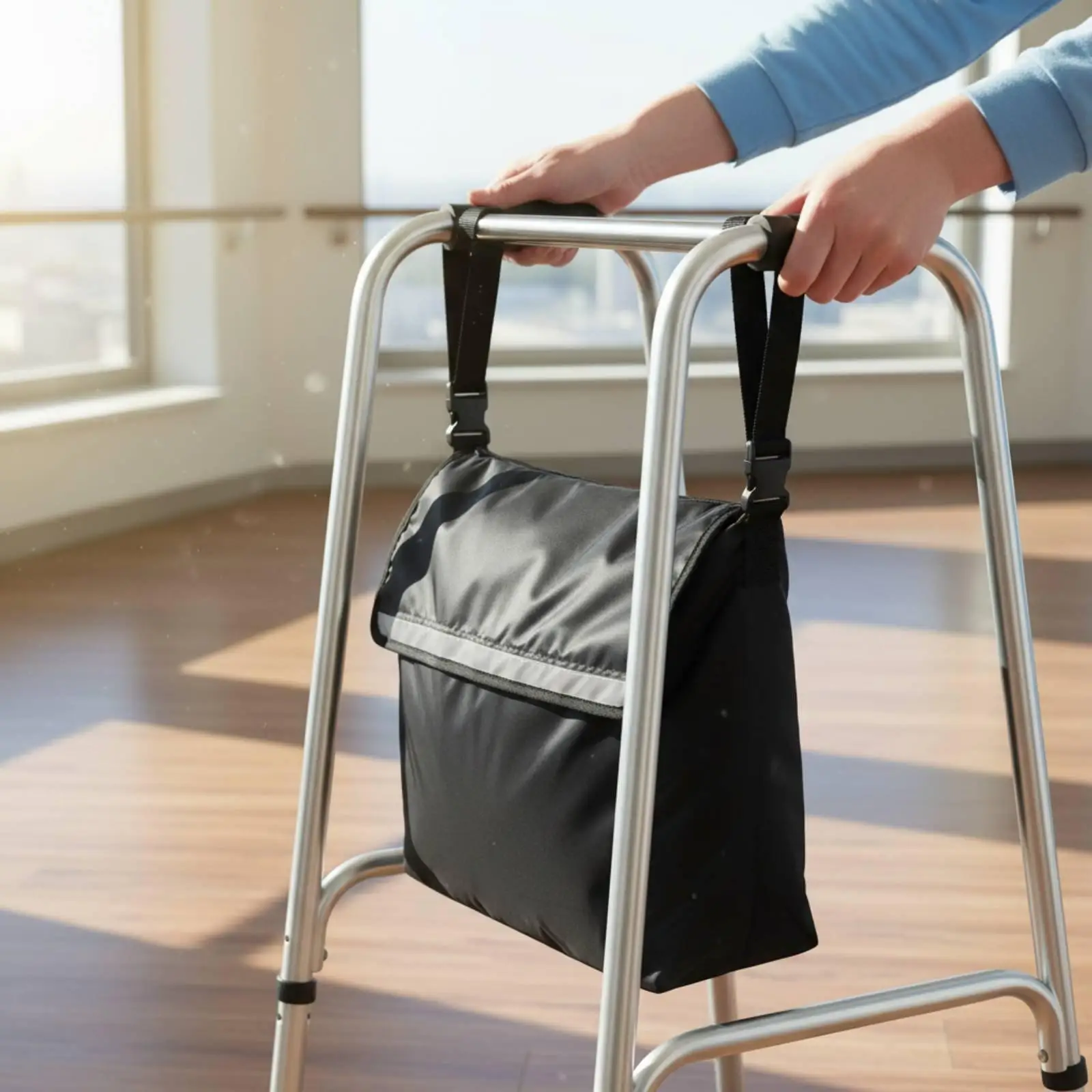 Back bag for walking aids with multiple compartments, organizer bag, lightweight