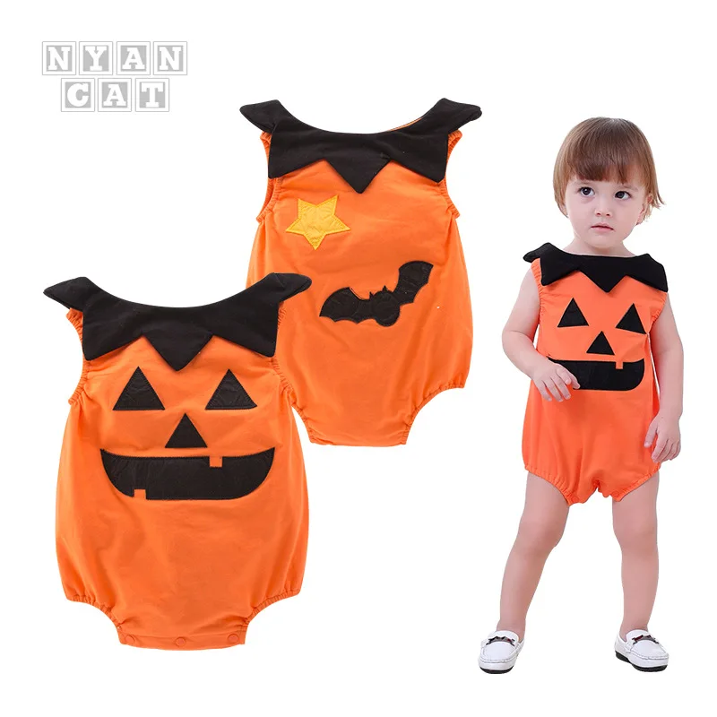 

Newborn Romper Cosplay Halloween Costume Pumpkin Bodysuits Baby Boy Clothes Cute Jumpsuit Sleeveless Casual Onesie