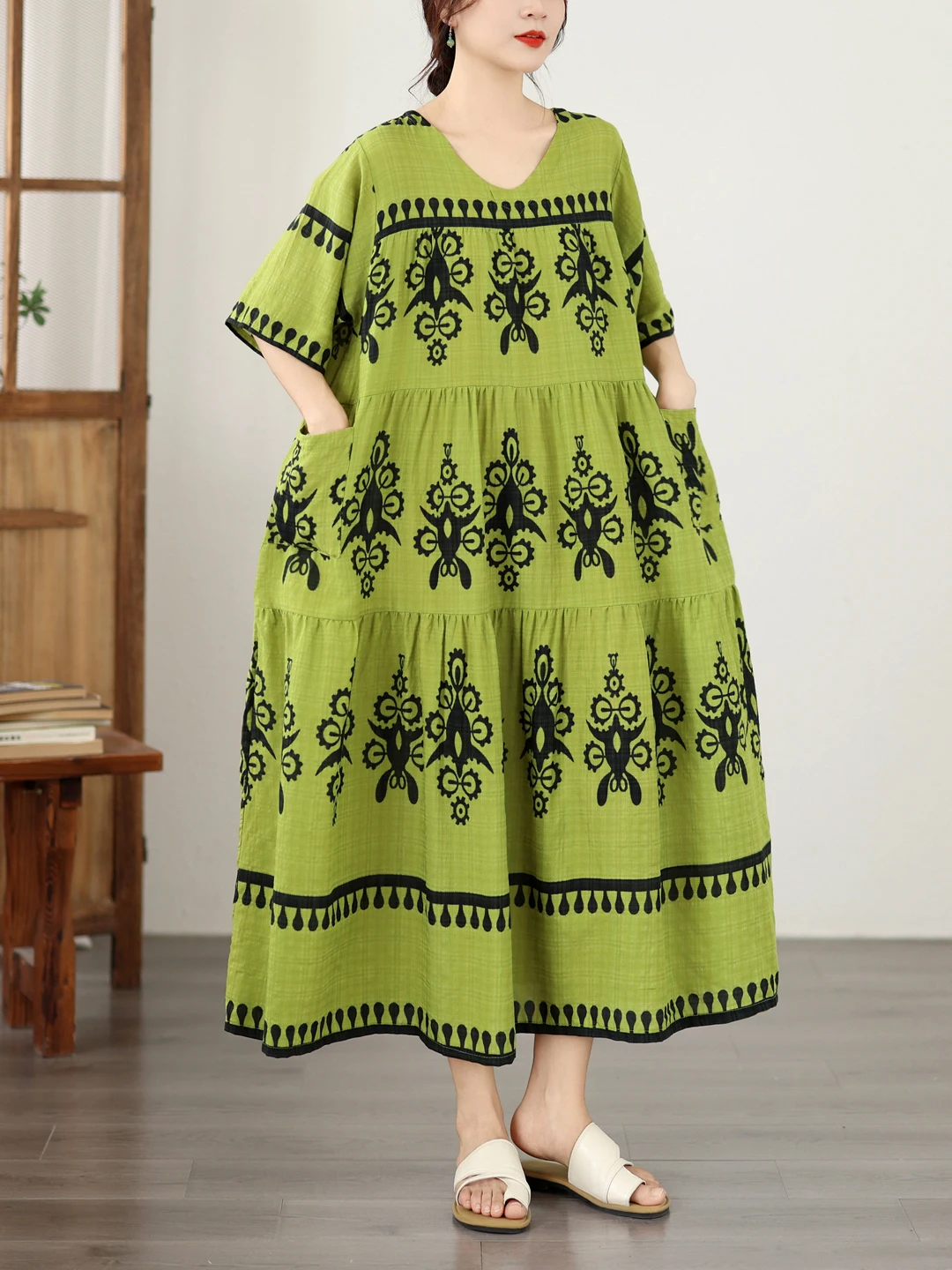 Elegant Loose Green Dress Summ - Summer Green Clothing ulasan dan harga