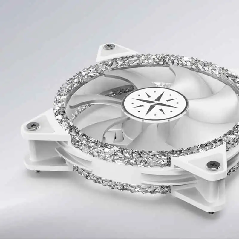 Zeaginale Bling Bling 12Cm Witte Argb Computerbox Koelventilator 1800Rpm, Diamant Lichteffect