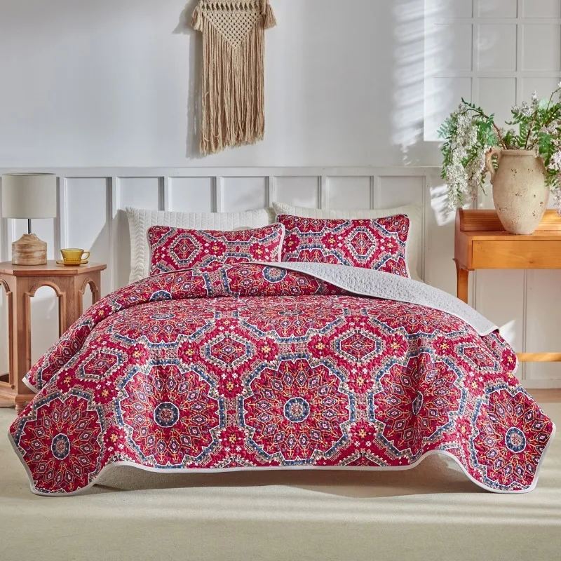 1 set of polyester bed cover 3-piece set digital printed sandwich cotton bed product three-piece set bed sheet pillowcase set
