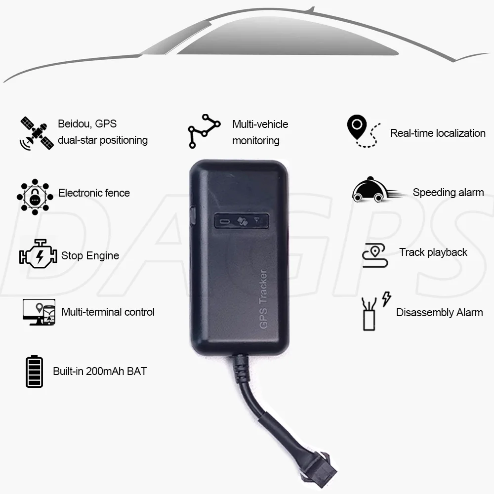Original DAGPS tracker gt02 4pin motocycle car gps tracker cut off fuel stop engine acc alarm with sleep save battery gprs