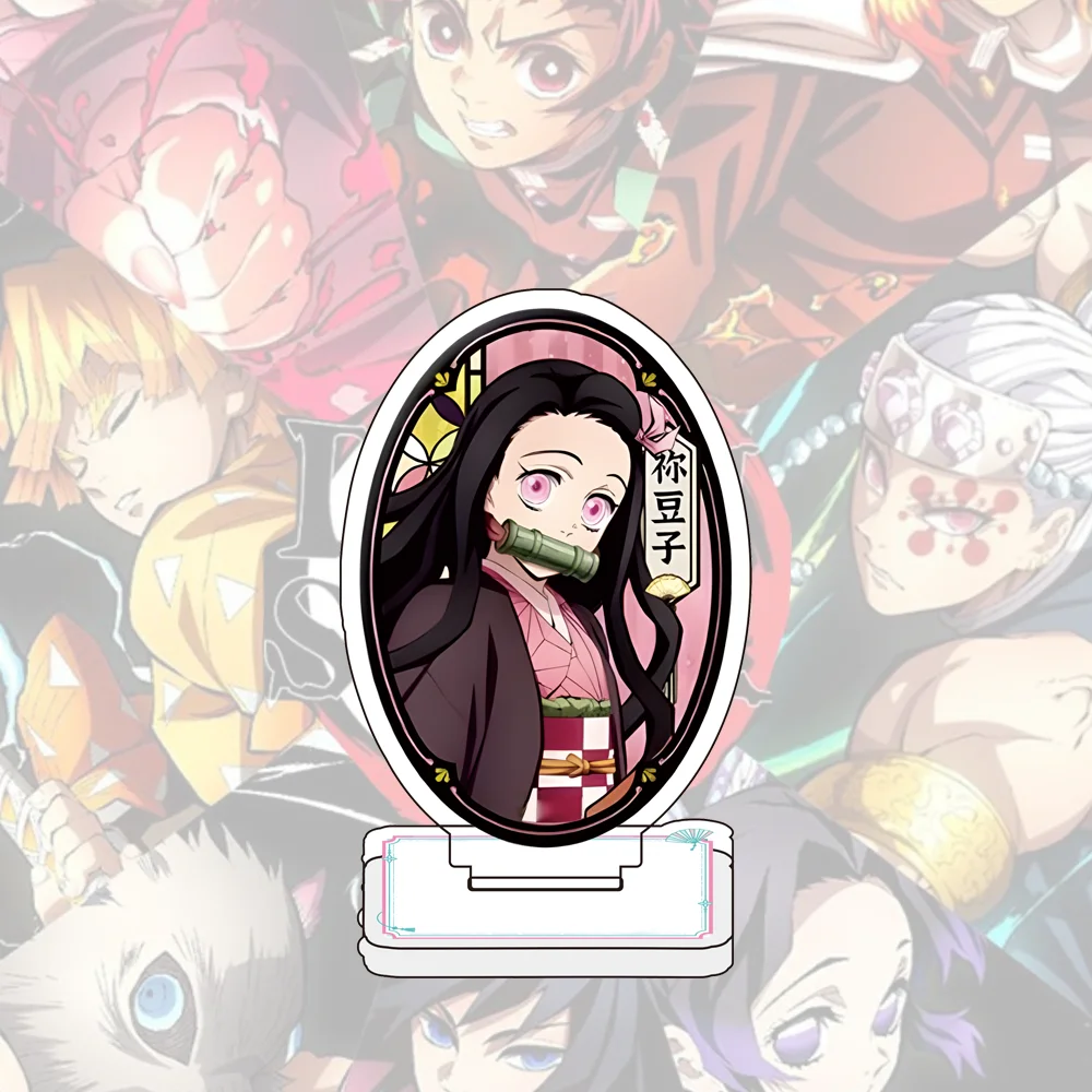 أنيمي شيطان القاتل Q نسخة 8 سنتيمتر الاكريليك الشكل حامل نموذج Nezuko Tanjirou Shinobu Giyuu Muichirou سطح المكتب الديكور هدية