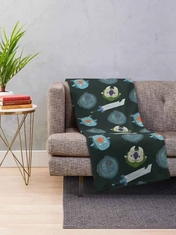 Trollhunters Repeating Pattern Throw Blanket Bed linens Flannel Fabric Blankets