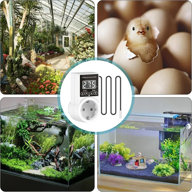 Toma de termostato de A19F-2Pack con Sensor, enchufe de controlador de temperatura Digital, interruptor de temperatura impermeable, enchufe europeo