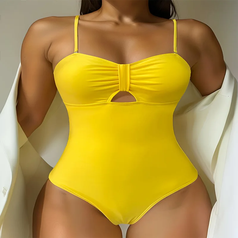 

Women's Swimsuit2024New Summer One-Piece High-Grade Cover Belly Thin Small Chest Pure Desire Beach Bikiniins