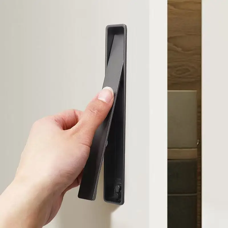 Modern Simple Embedded Kitchen Cabinet Handles Clamshell-type Hidden Handles Black Zinc Alloy Wardrobe Pulls Furniture Handles