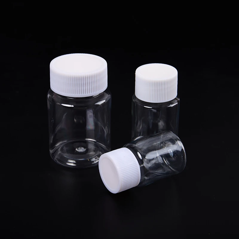 10PCS Plastic PET Clear Empty Seal Bottles Solid Powder Medicine Pill Vial Container Reagent Packing Bottle Refillable Bottles