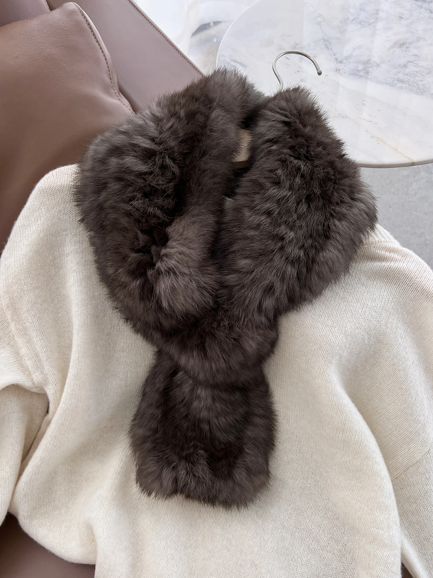 thickened-winter-women's-scarf-luxury-sensation-rabbit-fur-woven-purple-mink-imitation-warmth-neck-warmer-double-sided-craft