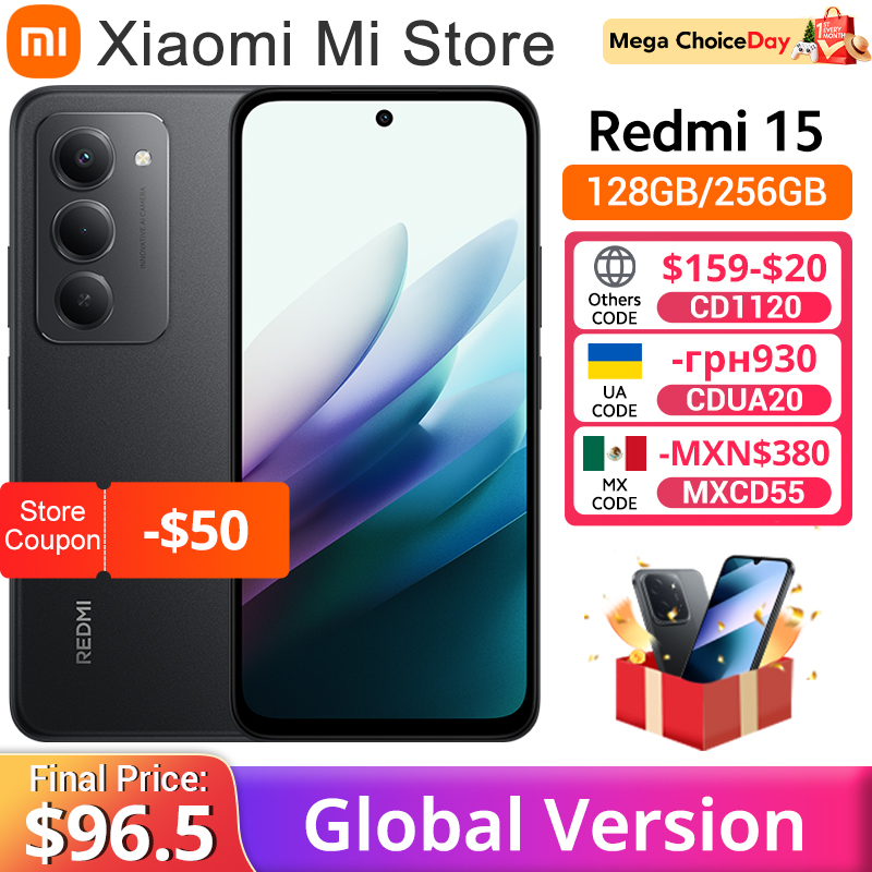  Global Version Redmi 15 Smartphone 6.9" Up to 144Hz 50MP 33W fast charging 7000mAh battery IP64 Snapdragon® 685 Mobile Platform 