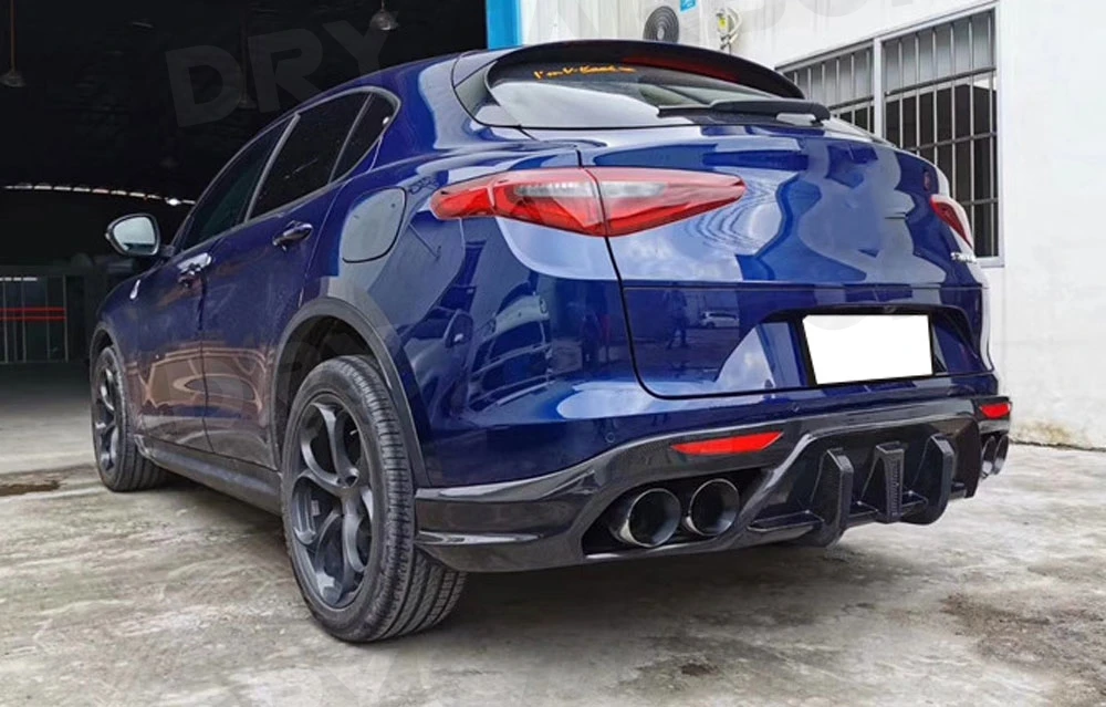 

Carbon Fiber Rear Lip Diffuser For Alfa Romeo Stelvio 2017-2019 Fins Shark Style Skid Plate Bumper Protector Car Styling