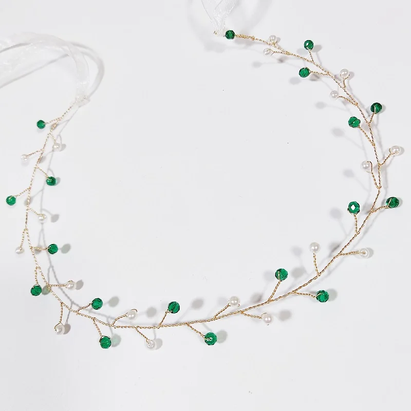 Tiara de strass verde, tiara para casamento, folhas, coroa de cristal, cocar para mulheres, moda, acessórios de cabelo de noiva