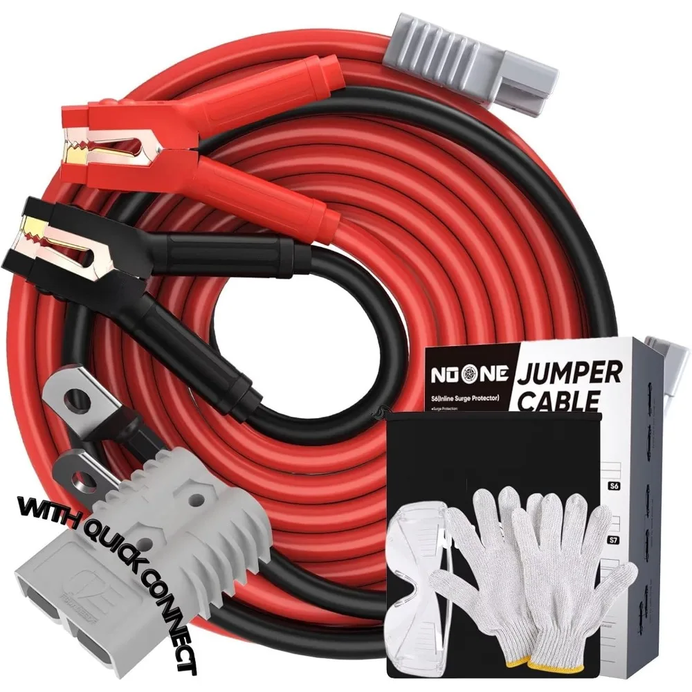 

Heavy Duty 0 Gauge 30 FT Jumper Cables - 1000Amp Quick Connect for Car, SUV, Trucks with Gloves, Goggles in Bag